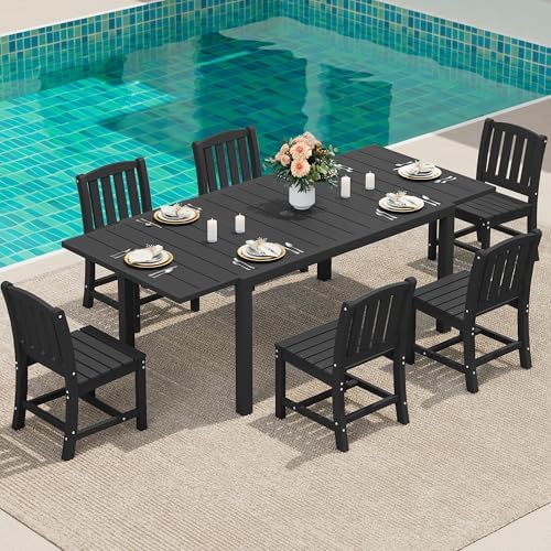SERWALL Outdoor Patio Dining Set for 6, Black by SERWALL