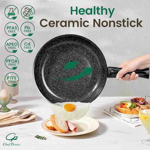Chef Power Ceramic Cookware Set, 19 PCS Detachable Non Stick Pots and Pans - Image 4