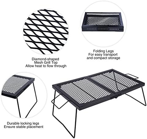 REDCAMP Folding Campfire Grill Heavy Duty Steel Grate, Portable Over Fire Camp Grill for Outdoor Open Flame Cooking Large - Image 4