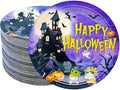 50Pcs Halloween Party Supplies Halloween Paper Plate 7Inch Pumpkin Plates Fall Pumpkin Monster Paper Plates for Haunted House Themed Black Orange Fall Birthday Party Decorations (Purple) by HSPAIDYP