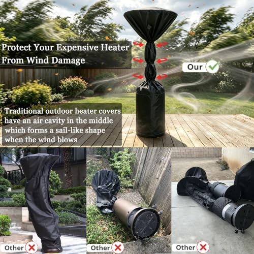 QH.HOME Patio Heater Cover,Waterproof Tear-Resistant 89"x 33"x19",Black - Image 2