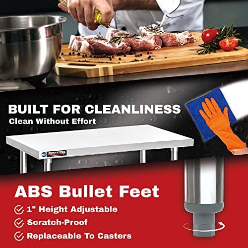 DuraSteel 24x24 Stainless Steel Prep Table - NSF Commercial Outdoor Grill Worktable - Metal Side Mixer Stand with Under Shelf - For Laundry Room, Kitchen, Small Spaces - Image 5
