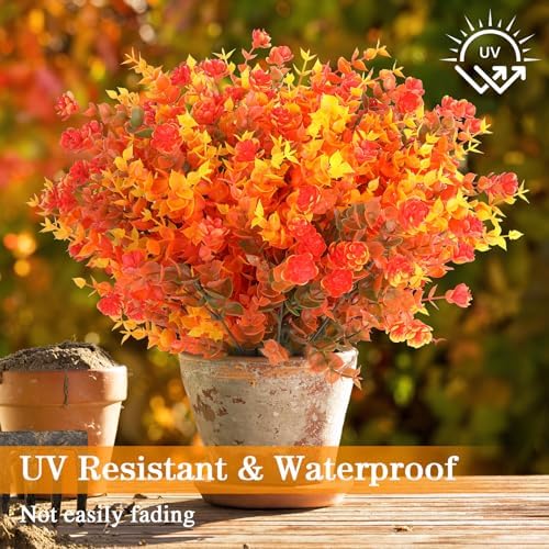 AGIRL Artificial Fall Flowers Outdoor,UV Resistant Fake Mums Porch Decor - Image 4