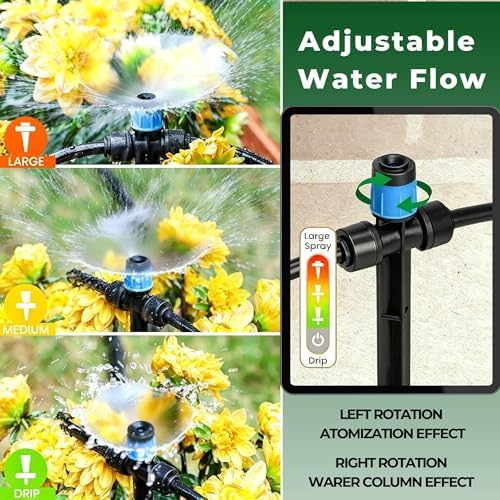 50FT Drip Irrigation System for Starter: Small Garden Quick Connect 1/4" PE Water Tubing Automatic 11Pcs Sprinkler Kit Adjustable Misting Part Watering Hose Outdoor Raised Bed Plants Flower Greenhouse - Image 4