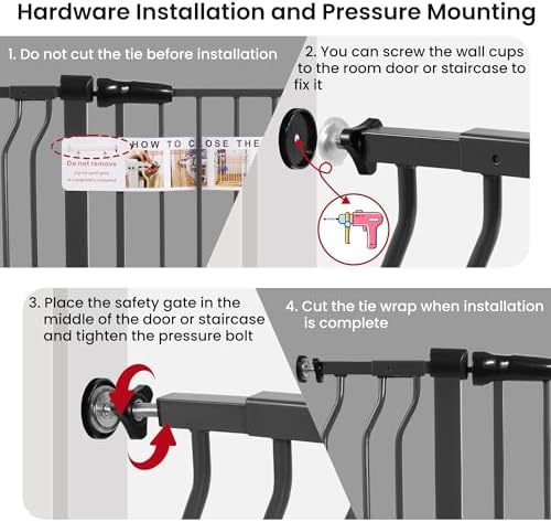 BalanceFrom 29.1-43.3" Easy Walk-Thru Baby and Pet Safety Gate with Hold-Open and Auto-Close – Adjustable Steel Barrier for Stairs, Doorways, and Hallways, No Drilling Installation - Image 3