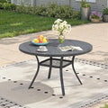 Outdoor Dining Table with Adjustable Umbrella Hole, 40.6" All-Weather Round Patio Dining Table for 4, Metal Patio Table with Storage Shelf for Garden Lawn Porch Deck Yard, Dark Grey by ProvideOutdoorSolutions