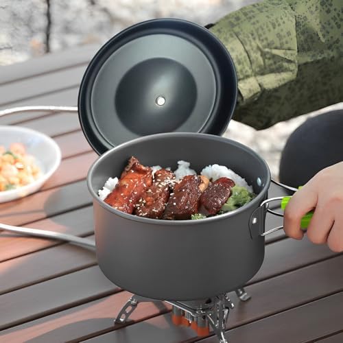 7Pcs Camping Pan Set - Backpack Cookware Pot and Pans Set, Survival Cooking Kit for Hiking, Picnic - Image 6