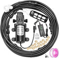 Misting Cooling System with Pump Filter Kit,40FT/12M Mist Hose 16 Brass Mist Nozzle 116 PSI 5L/Min DIY for Outdooor Patio Porch Greenhouse Backyard by ACBungji