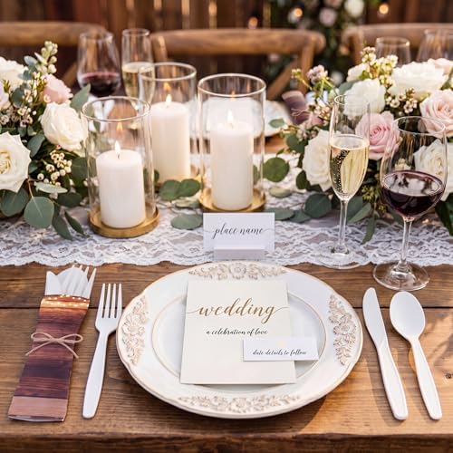 200 Pcs Wood Grain Wedding Supplies for 50 Guests Rustic Party - Image 5