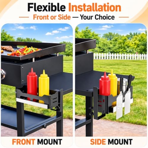 Blackstone Caddy, Griddle Caddy for Blackstone 22/28/36 Inch Griddles, Space Saving Grill Storage Organizer with Paper Towel Holder & Magnetic Tool Holder for Blackstone Griddle Accessories - Image 3