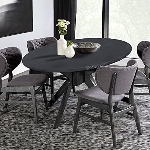 LUSHVIDA Round Tablecloth, Fitted Table Cloth for 45"-56" Tables, Grey - Image 2