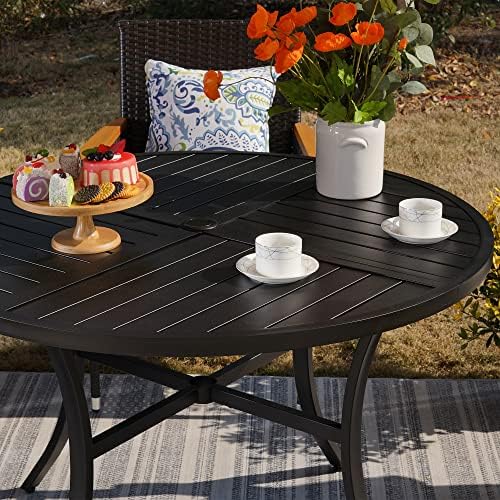 Sophia & William Patio Dining Set for 4, Round Table & Brown Swivel Chairs - Image 6