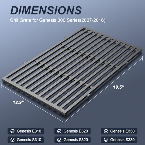 Uniflasy 19.5" Grill Parts for Weber Genesis Grill Grates for Weber Genesis 300 Series Genesis E310 E320 E330 S310 S320 S330 EP310 Cast Iron Cooking Grates Replacement for Weber Parts 7524 7528 - Image 2