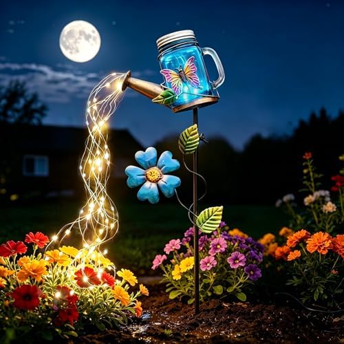 SRNPMIU Solar Watering Can Light, Butterfly Outdoor Decor Lights - Image 5