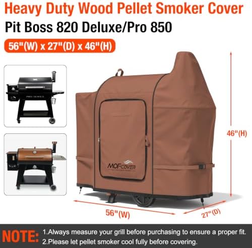 Foldable Grill Cover for Pit Boss 820 Deluxe/Pro 850, Waterproof 600D Heavy Duty Wood Pellet Smoker Cover, Fade＆Tear Resistant Pellet Grill Cover for Z Grill 700 Series,Caramel - Image 5