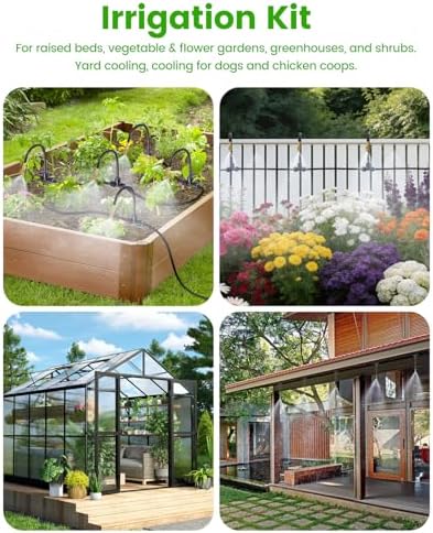 120FT Drip Irrigation System for Garden with 18 Nozzles –360° Adjustable Misting Nozzles, Quick-Connect Design, Ideal for Raised Beds, Lawns, Greenhouses & Outdoor Cooling - Image 7