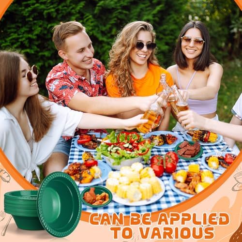 24 Pack 12 oz Disposable Plastic Bowls Dessert, Ice Cream, Salad, Soup Serving Cups for Party, Picnic, Food Snacks (Dark Green) - Image 4