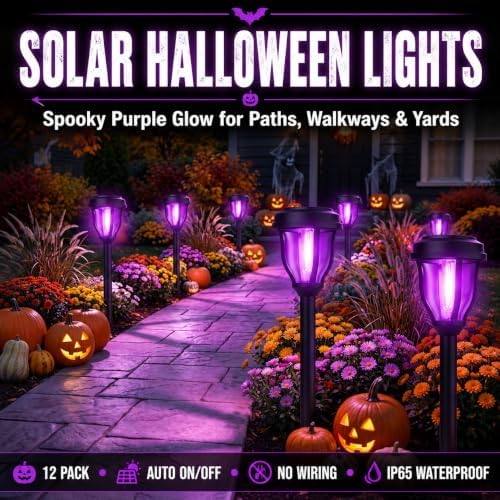 DERAYSION Solar Halloween Lights, 12 Pack Solar Pathway Lights - Image 2