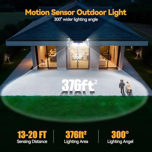 TECKNET 416 LED Solar Powered Outdoor Lights Motion Sensor Security Lights - Image 6