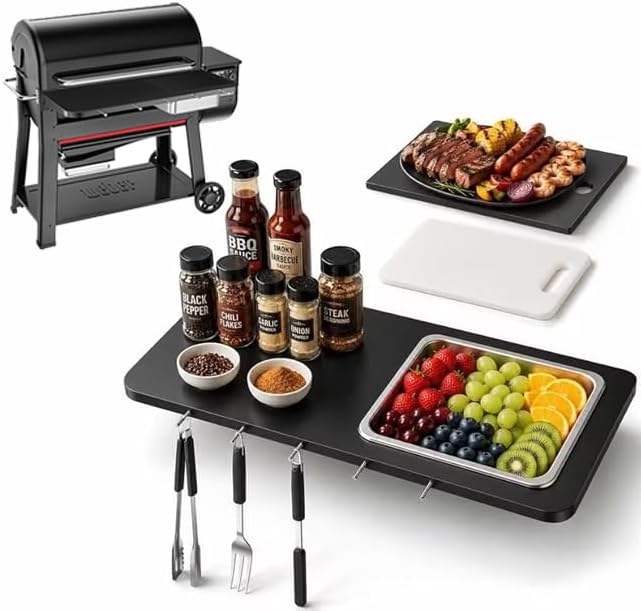 QuliMetal Folding Front Shelf for Weber Searwood XL 600/Smoque XL by QuliMetal