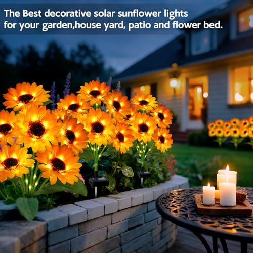 Solar Sunflower Lights Outdoor Garden Decor, 6 Pack Solar Flowers Lights with 36 Sunflowers, Waterproof Decorative Stake Lights Auto ON/Off for Garden Yard Patio Backyard - Image 5