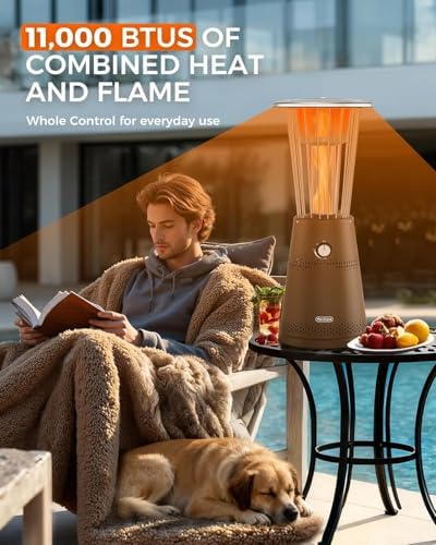 Tabletop Heater Patio Heater, 11,000 BTU Propane Patio Heater for Commercial, Balcony & Porch, Quartz Glass Tube, Portable Small Heater For Outdoor Use - Brown - Image 7
