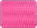 MicoYang Silicone Dish Drying Mat — Quick-Dry Ridges Counter & Sink Pad, Heat-Resistant Trivet to 450°F, Non-Slip & Dishwasher Safe, Roll-Up Storage, 18 Colors & 9 Sizes (Rose, 16"×12") by MicoYang