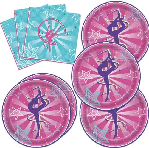 40Pcs Gymnastics Birthday Party Decorations No Assembly Disposable Plates and Napkins for Gymnastics Party Decorations by UkralMagic