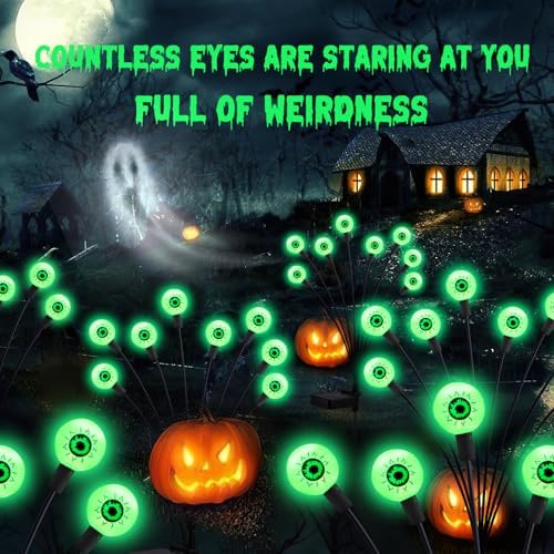 ASMAD Halloween Decorations Outdoor Solar Scary Eyeball Lights,4Pack 32LEDs - Image 2