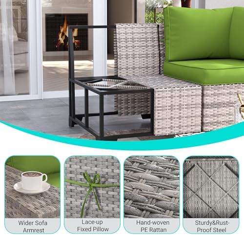 Outdoor Patio Furniture Set PE Wicker Rattan Outdoor Sectional Sofa - Image 4