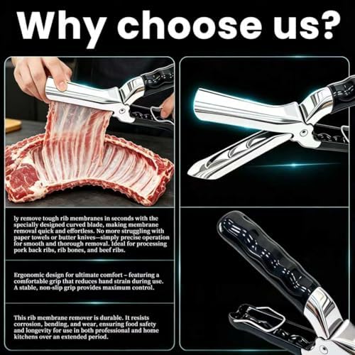 New Upgrade Rib Membrane Remover Stainless Steel Tool Kit, Ergonomic Handle for Easy Prep,Dishwasher Safe BBQ Accessory for Grilling and Cooking (Type-B) - Image 4