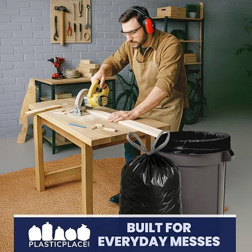 Plasticplace 32-33 Gallon Trash Bags │ 1.2 Mil │ Drawstring Garbage Can Liners │ 33” x 39”, Black, 100 Count - Image 6
