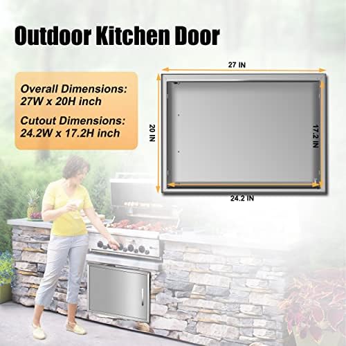 BBQ Access Single Doors 27Wx20H Flush Mount Stainless Steel Outdoor Kitchen Door for Outside Cabinets and BBQ Island - Image 2