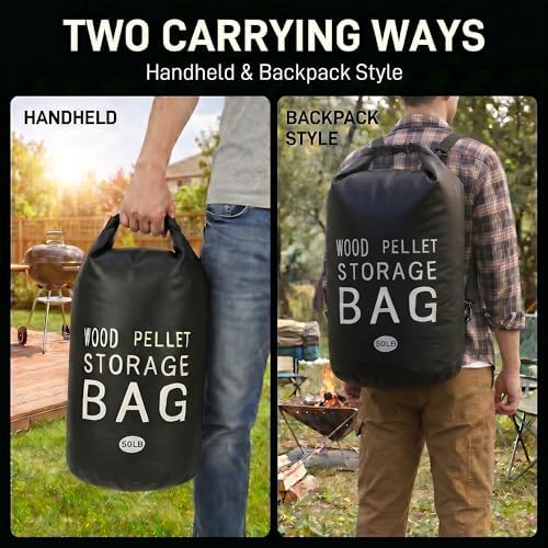 2 Pack 50LB Waterproof Pellet Storage Bags with Backpack Straps - Image 5