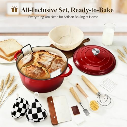 Enameled Cast Iron Dutch Oven pot 6.5 QT with Lid for Bread Baking - Image 2