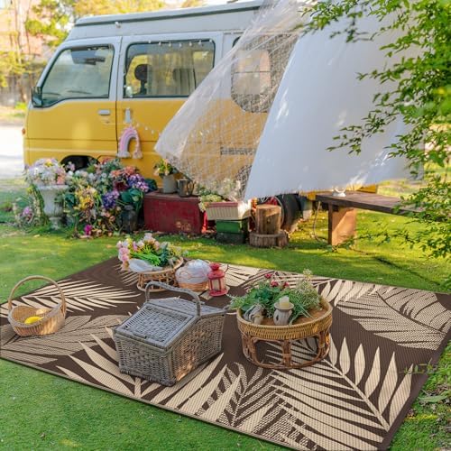 GENIMO Outdoor Rug Waterproof for Porch, Plastic Door 3'x5' Mat Coffee - Image 3