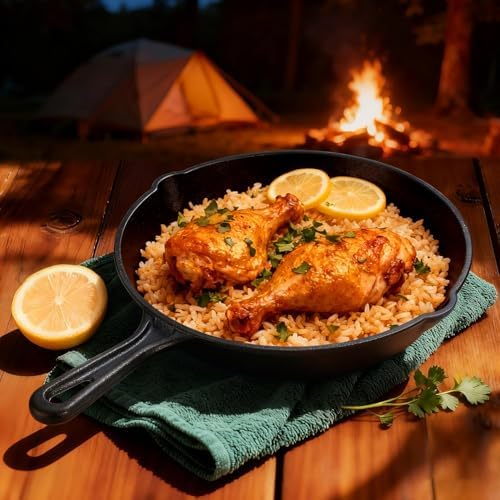 10.5 Inch Pre-Seasoned Cast Iron Skillet With Handle, Even Heat Distribution Frying Pan With Dual Pour Spouts, Multi-Use Cookware Compatible With Stovetop Grill Campfire For Home Outdoor Cooking - Image 3