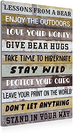 BEASTZHENG Funny Lesson from a Bear Metal Tin Sign Wall Art Decor Rustic Bear Advice Sign for Home Country Decor Gifts by BEASTZHENG