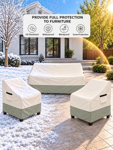 Rileytee Patio Furniture Cover Set for 2 Patio Chairs &1Outdoor Couch,Small - Image 3