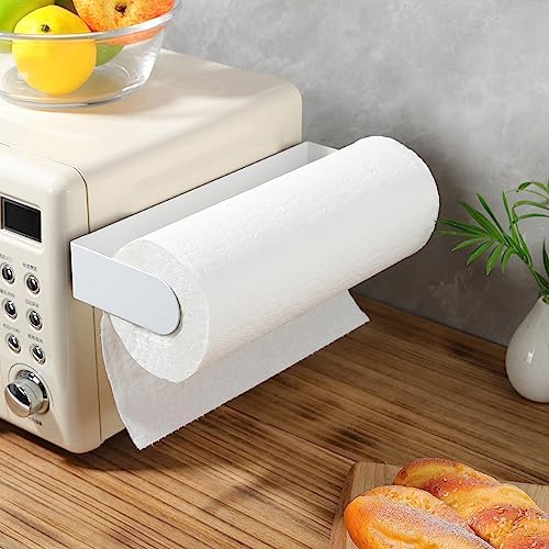 DELITON Magnetic Paper Towel Holder - Multifunctional White Paper Towel Rack with Strong Magnetic Fit Most Size Paper Towels for Refrigerator, Rv, Garage, BBQ - Image 6