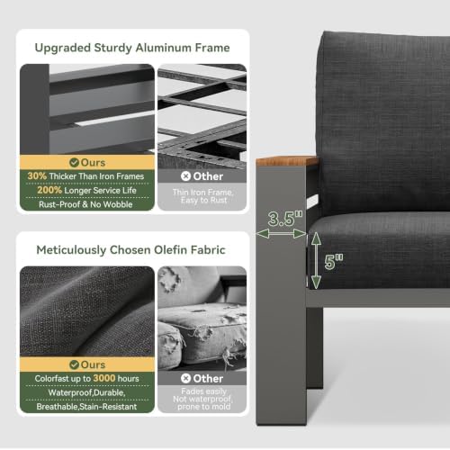 Aoxun Patio Furniture Set, Aluminum Outdoor Furniture with Fire Pit Table - Image 4