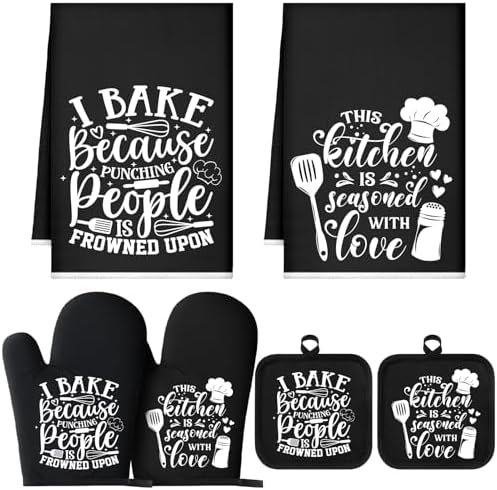 Sratte 6 Pcs Kitchen Decor Accessories Set Set, Baking, Black by Sratte