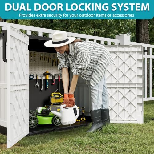 Outdoor Storage Shed 36 Cu Ft with Lockable Doors, Waterproof Storage Box for Backyards, Portable Outdoor Storage Cabinet Easy to Assemble - Image 6