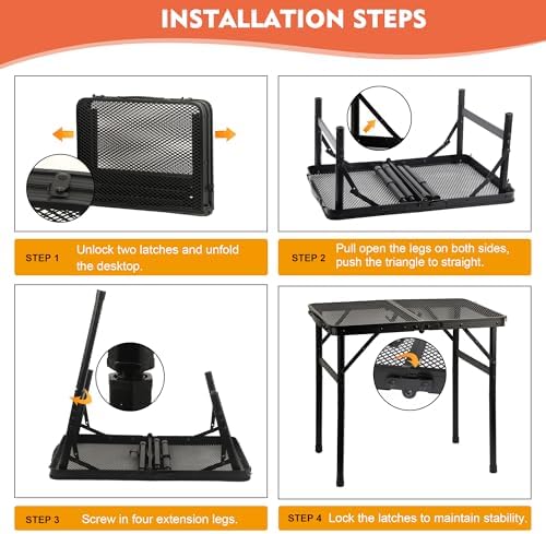 GREGIN Folding Camping Grill Table, Outdoor Metal Table. Foldable, Portable - Image 6