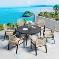 SUNSHINE VALLEY 7pc Patio Dining Set, 54" Round Table & 6 Rattan Chairs by SUNSHINEVALLEY