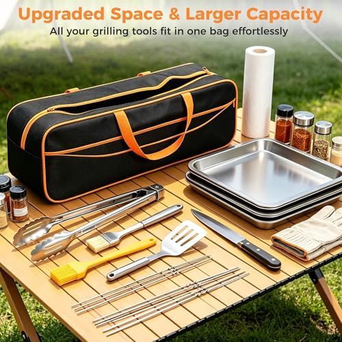 Grill Utensil Tool Storage Bag for Outdoor Grilling, Extra Large 25" x 10" x 8" BBQ Accessory Storage, Heavy-Duty Utensil Grill Accessories Organizer Case Storage Compatible with Blackstone - Image 7