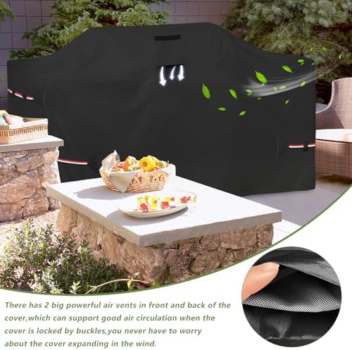 78 Inch Island Grill Cover - 600D Heavy Duty Waterproof All Weather Protection Outdoor Cover,Black - Image 4