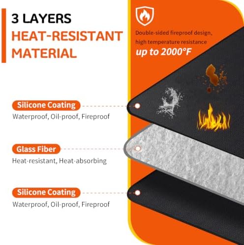 kaidun 48 x 30 Inch Under Grill Mats for Outdoor Grill, Fireproof BBQ Mat - Image 2