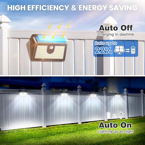 [2 Packs] Solar Motion Sensor Outdoor Lights, Super Bright Solar Lights Outdoor Waterproof, 3 Lighting Modes Security Wall Light for Outside Walking Dog Fence Backyard Deck Garden Door Step Garage - Image 3