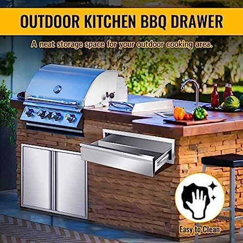 Outdoor Kitchen Drawers, Triple BBQ Drawers Stainless Steel Built-in Drawer For Outdoor Kitchen Island, Patio Grill Station,Single Drawer - Image 6